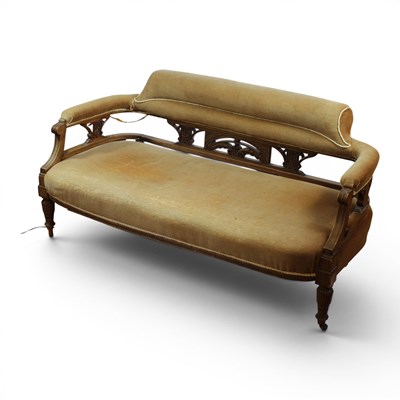 Lot 1683 - A Victorian upholstered and carved walnut...