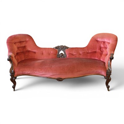 Lot 1685 - A Victorian carved and upholstered mahogany...