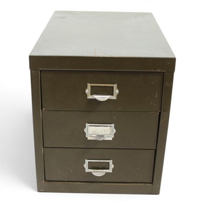Lot 1693 - Vintage steel card index drawers, 28 cmx 41 cm...