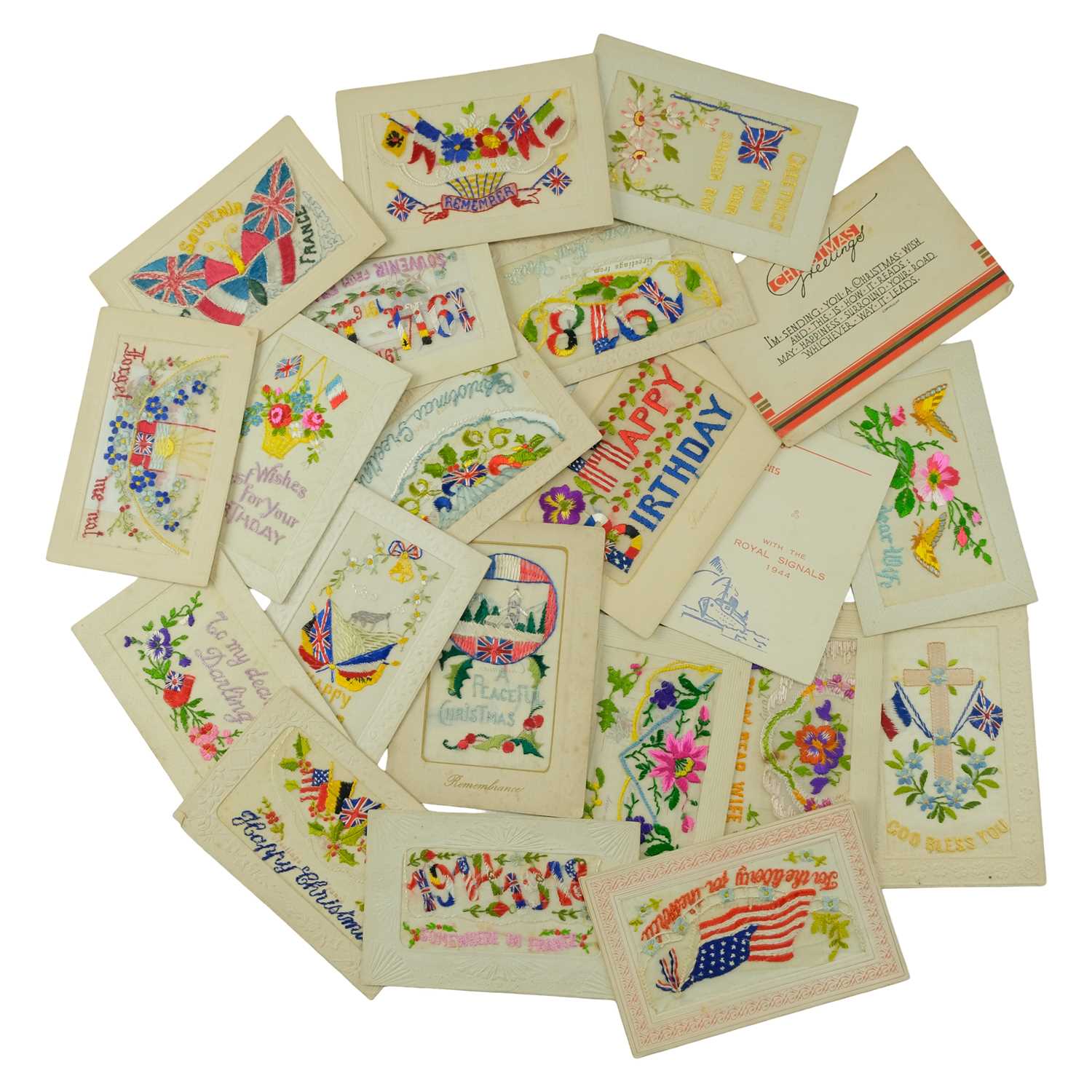 Lot 162 - A group of Great War silk postcards, etc