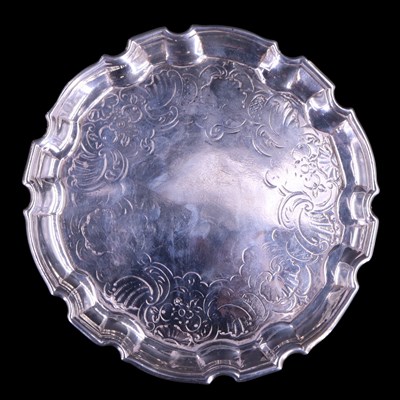Lot 826 - A George II Scottish silver teapot and stand,...